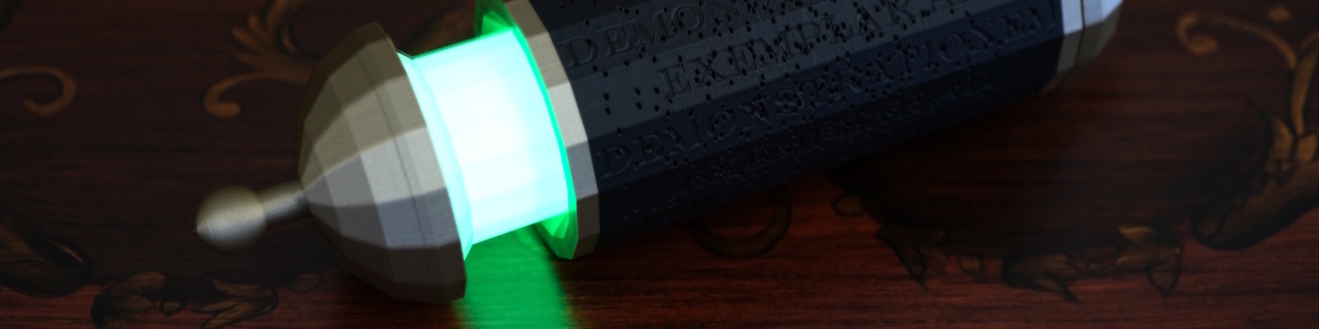 Glowing Cryptatrope resting on a dark wooden surface